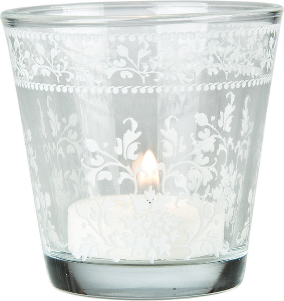 Fara Painted Glass Candle Holder - Clear