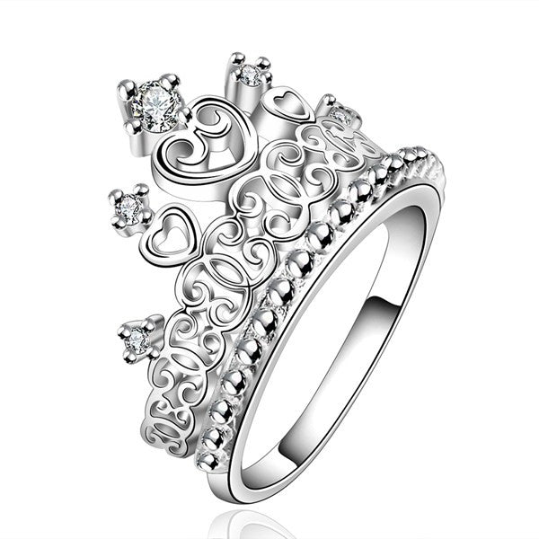 Hearts & Crystal Crown Ring