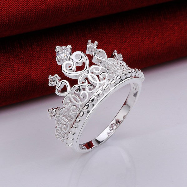 Hearts & Crystal Crown Ring