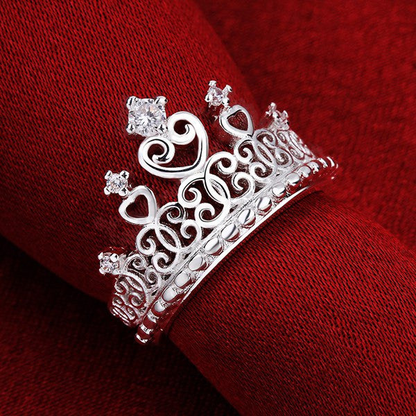 Hearts & Crystal Crown Ring