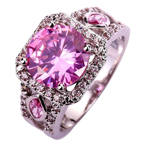 Pink and Clear Sapphire Ring