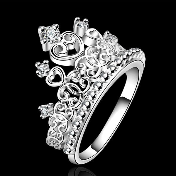 Hearts & Crystal Crown Ring