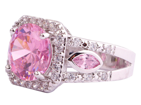 Pink and Clear Sapphire Ring